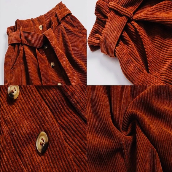 Susupeng Woman’s High Waisted Elastic Belted Corduroy Mini Skirt NWOT Size M - Picture 7 of 8